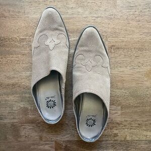 Yellow Box Gray Suede Heeled Slip-on Booties